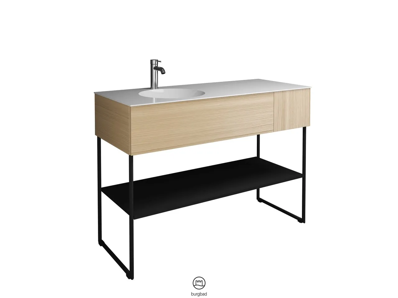 burgbad Coco HGL Waschtischset SFHQ120, Mineralguss, 505x1206x870