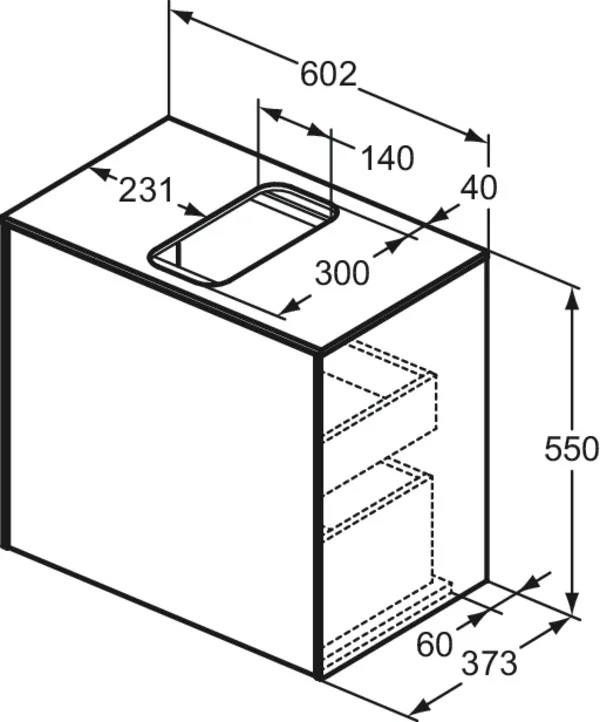 Ideal Standard Waschtischunterschrank Conca, 1 Auszug, mit mittigem Ausschnitt, 602x373x550mm, Weiß Ideal Standard Waschtischunterschrank Conca, 1 Auszug, mit mittigem Ausschnitt, 602x373x550mm, Weiß