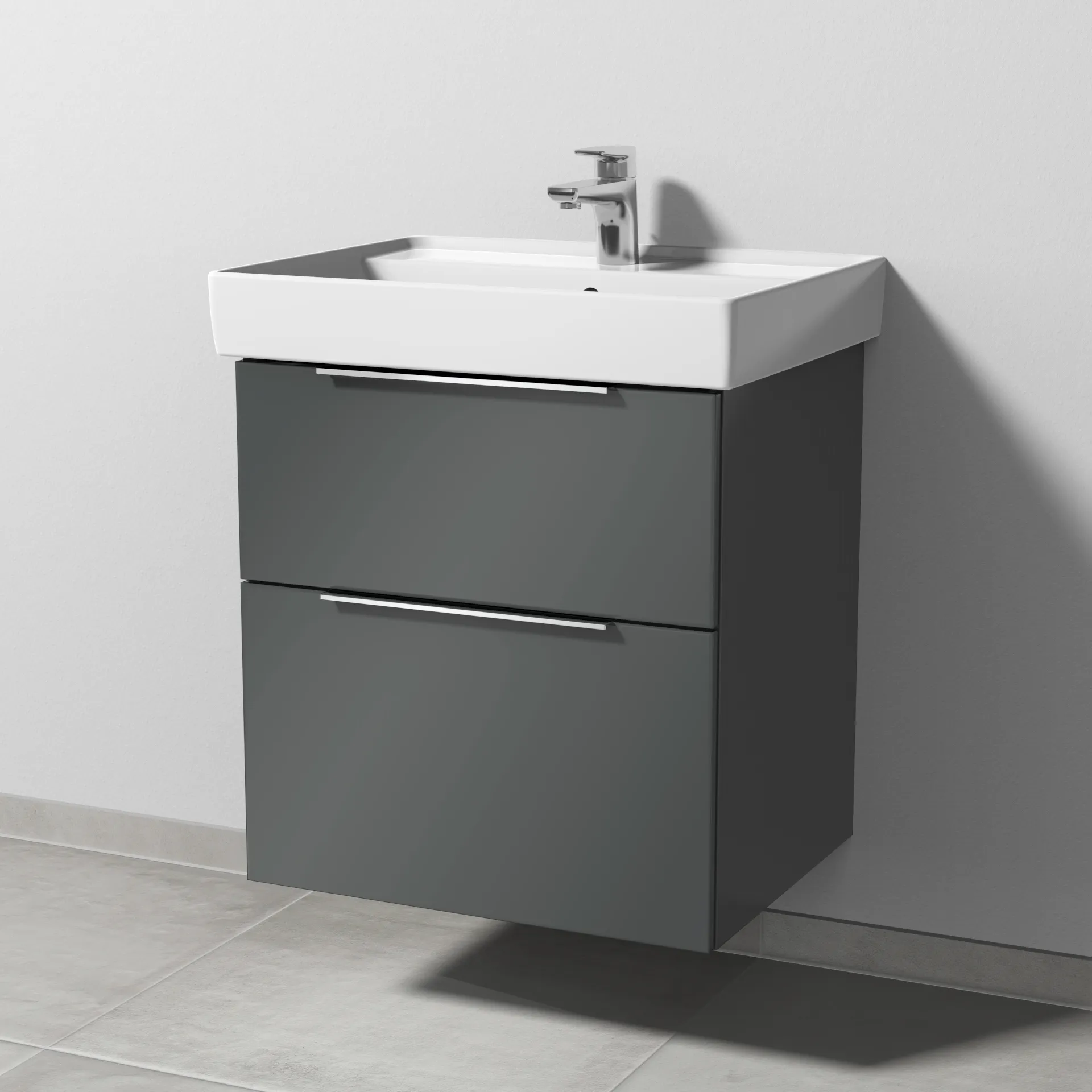 Sanipa Waschtischunterschrank „3way“ passend zu Keramik-Waschtische Collaro von Villeroy &Boch 550 × 588 × 447 mm in Anthrazit (glanz)