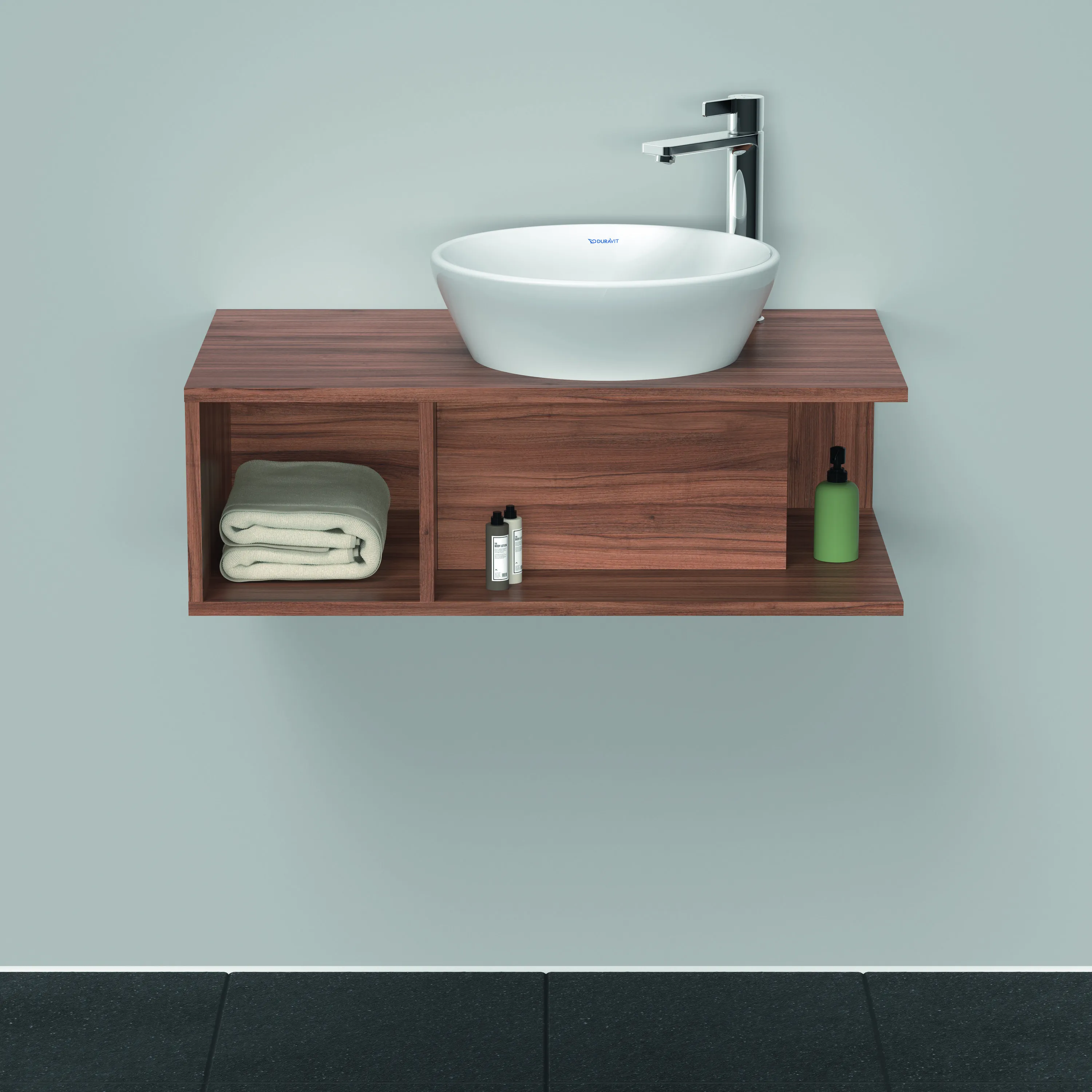 Duravit Waschtischunterschrank wandhängend „D-Neo“ 80 × 26 × 48 cm Nussbaum Natur