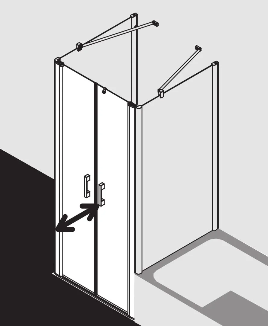 Kermi Duschdesign Pendeltür für Nische und Ecke „PEGA“ für Ecke / Nische Glas Klar, Profile Silber Hochglanz, BV: 1150 - 1200 mm GAK: 1150 - 1175 mm WE: 1150 - 1200 mm H: 2000 mm
