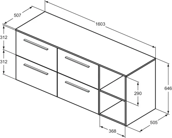 Möbel-Set 160cm i.life B 4 Auszüge 2 offene Fächer Griff Chrom Weiß matt Möbel-Set 160cm i.life B 4 Auszüge 2 offene Fächer Griff Chrom Weiß matt