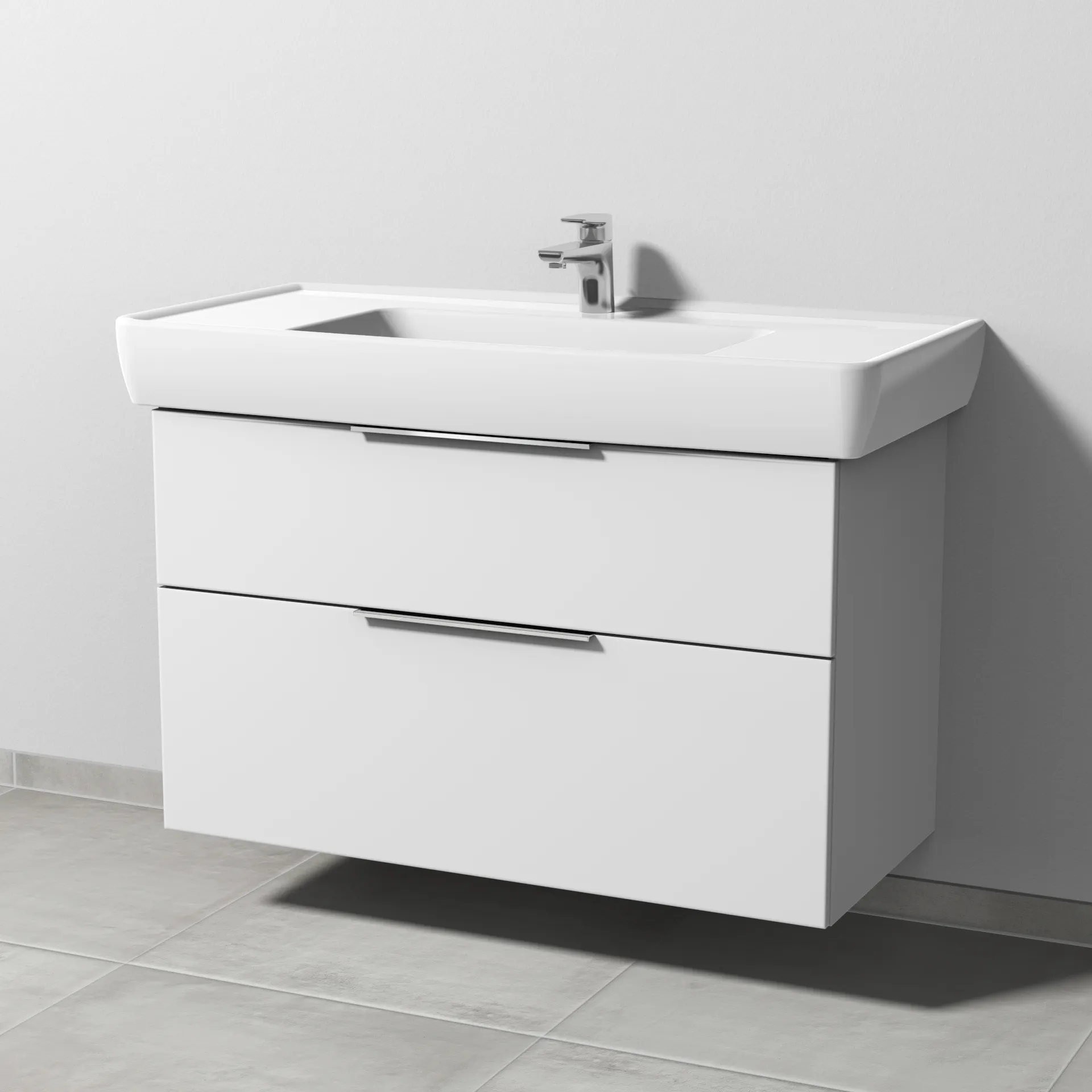 Sanipa Waschtischunterschrank „3way“ passend zu Keramik-Waschtische Pro A von Laufen 950 × 588 × 447 mm in Weiß-Soft