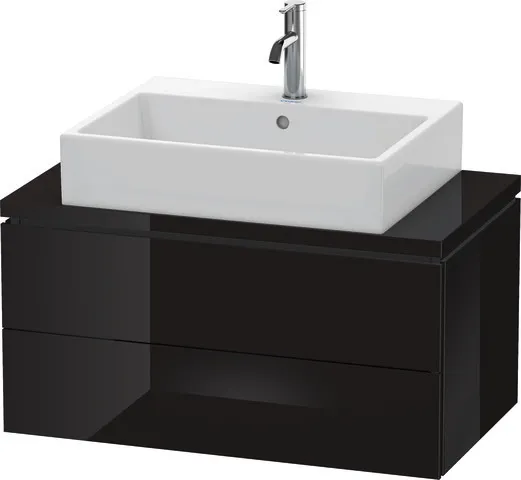 Duravit Waschtischunterschrank wandhängend „L-Cube“ 82 × 40 × 47,7 cm Schwarz Hochglanz