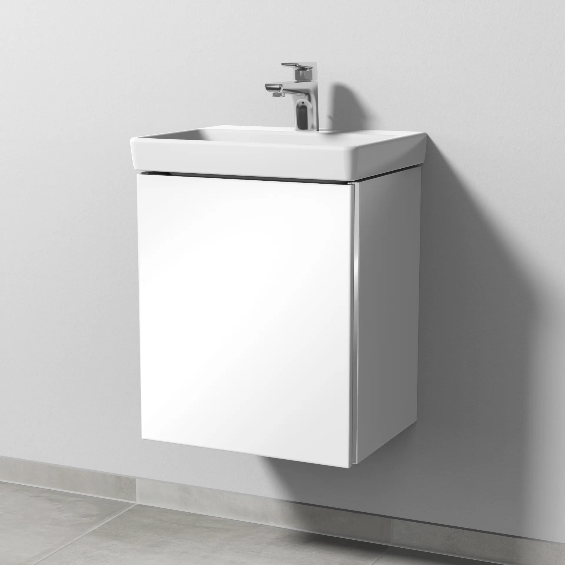 Sanipa Waschtischunterschrank „3way“ passend zu Keramik-Waschtische Avento von Villeroy & Boch 430 × 510 × 352 mm in Weiß (glanz), Anschlag links