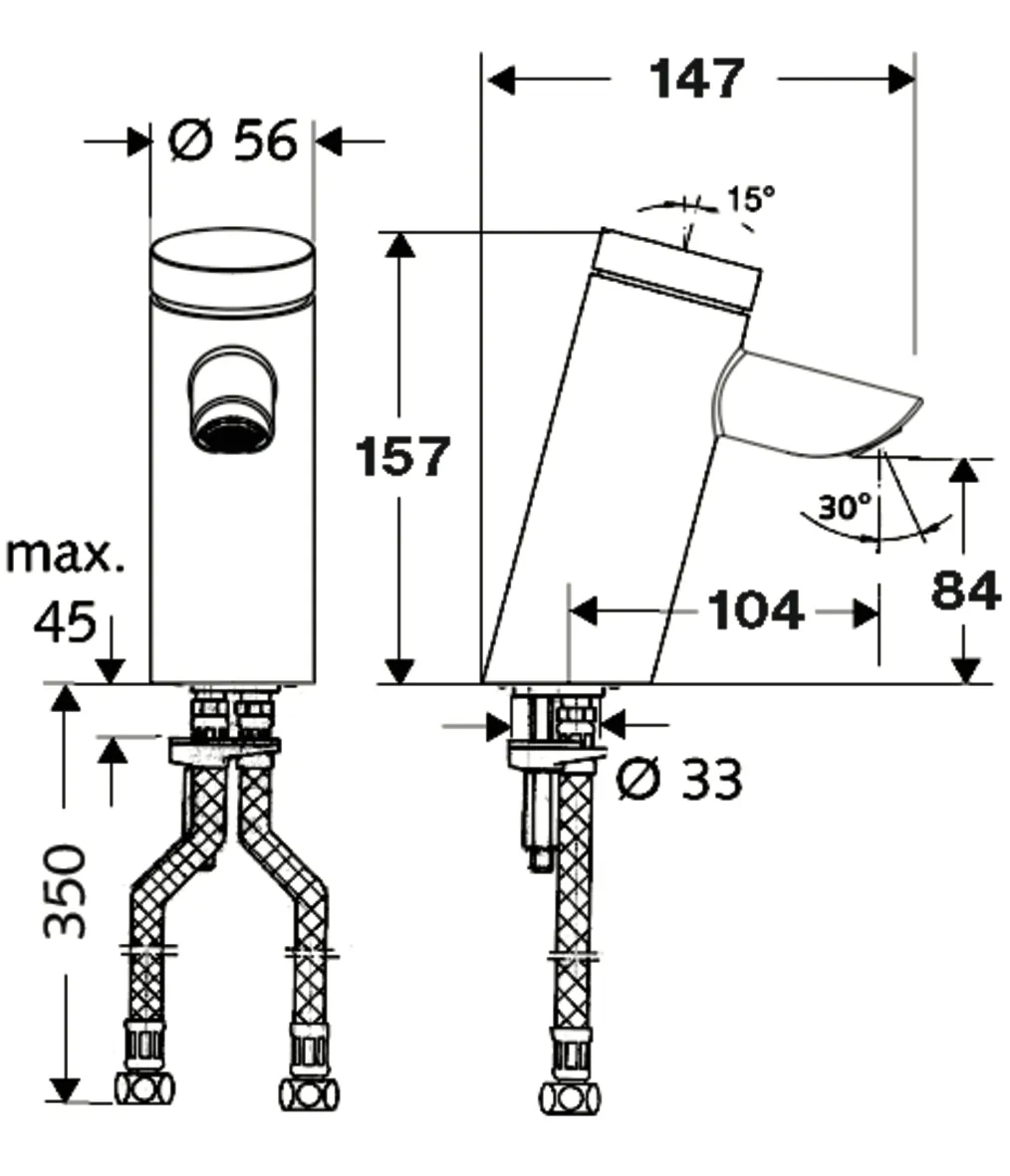 Waschtisch-Armatur PURIS SC, HD-M - Hochdruck Mischwasser, Selbstschluss, 2x G 3/8 IG, chrom