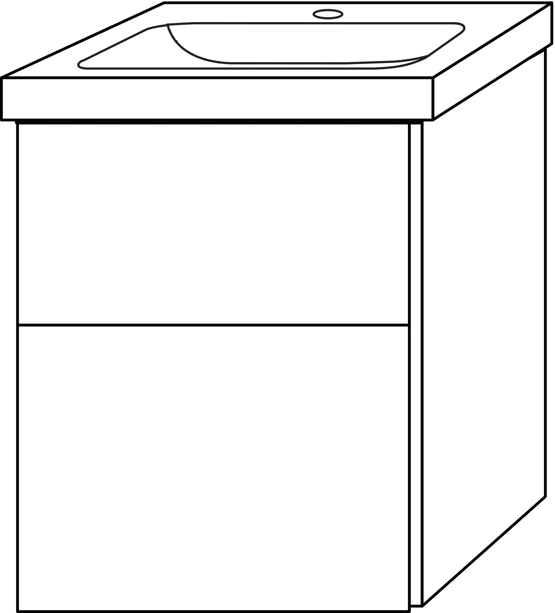 Waschtischunterbau mit Auszügen 3way (BP462) 591x460x377 Graphit-Matt