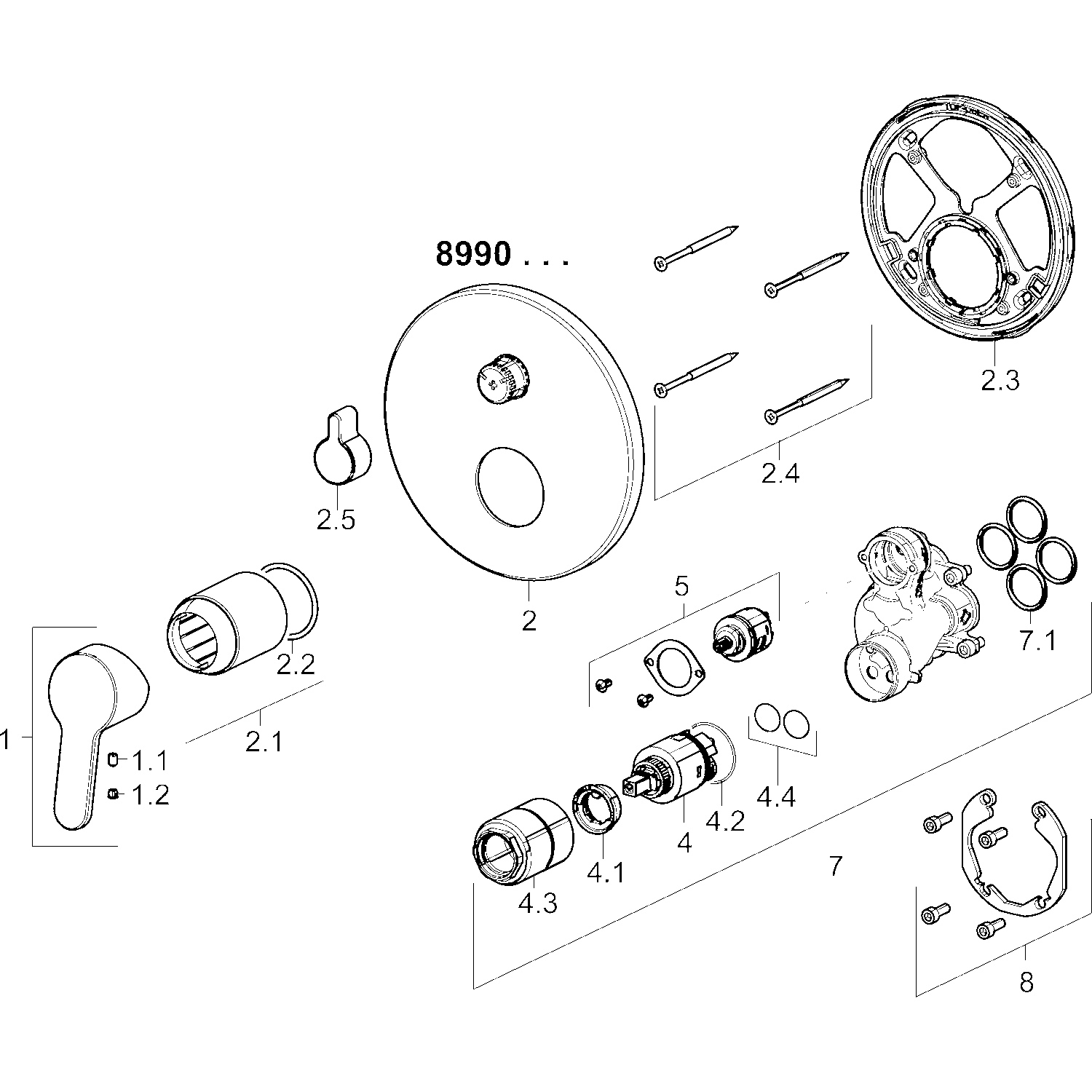 HA Einhebelmischer Fertigmontageset für Wanne/Brause HANSAPRIMO 8990 Rosette rund mit Sicherungseinrichtung Chrom