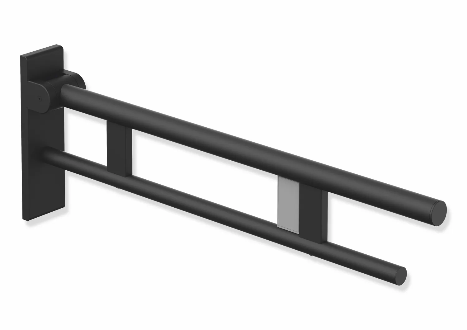 HEWI Stützklappgriff Duo Design B Edelstahl, 750 mm, schwarz