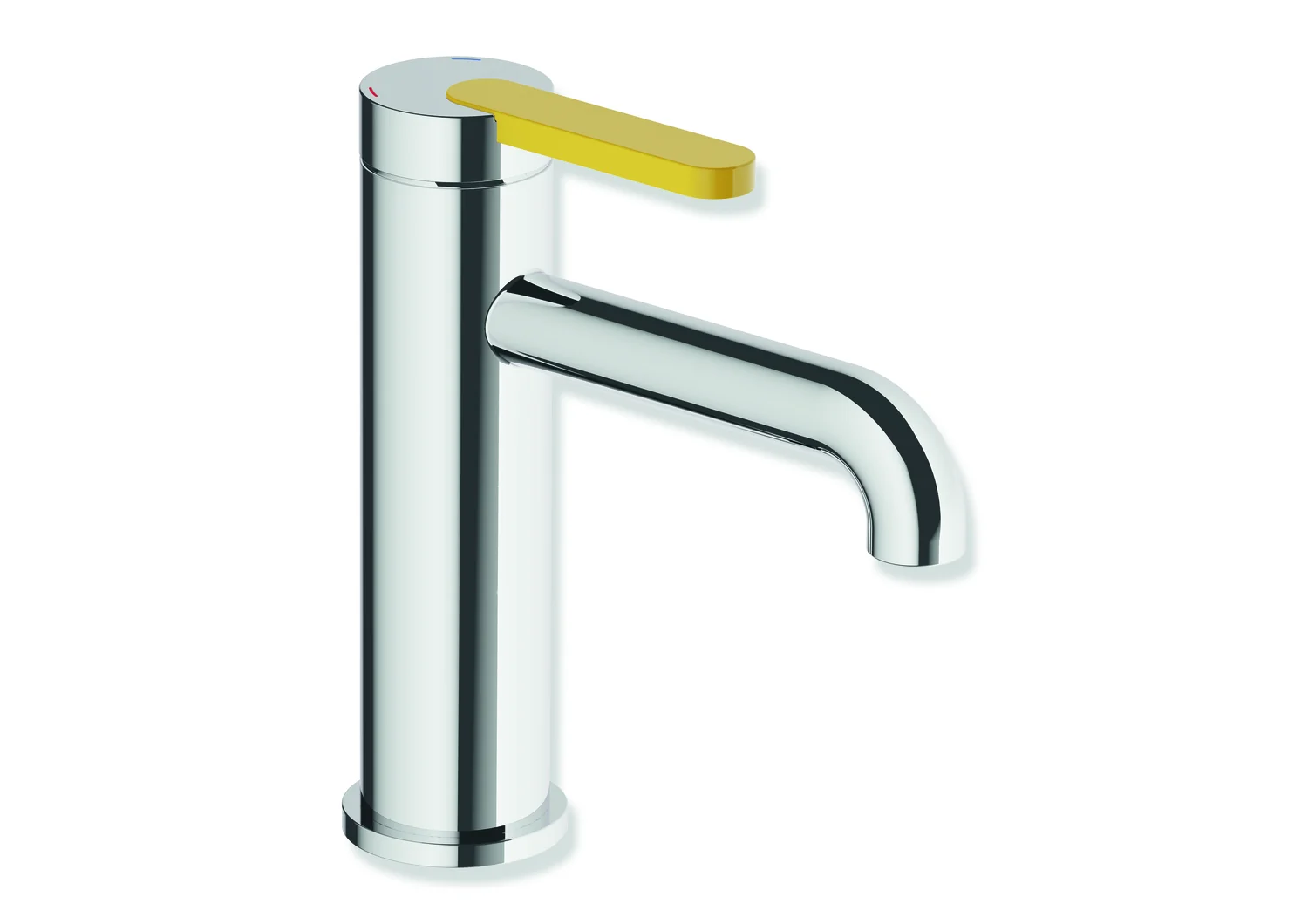 HEWI Einhebel-Waschtischmischer System-Armaturen, chrom, Griff senfgelb, 172 mm hoch, Ausladung 130 mm