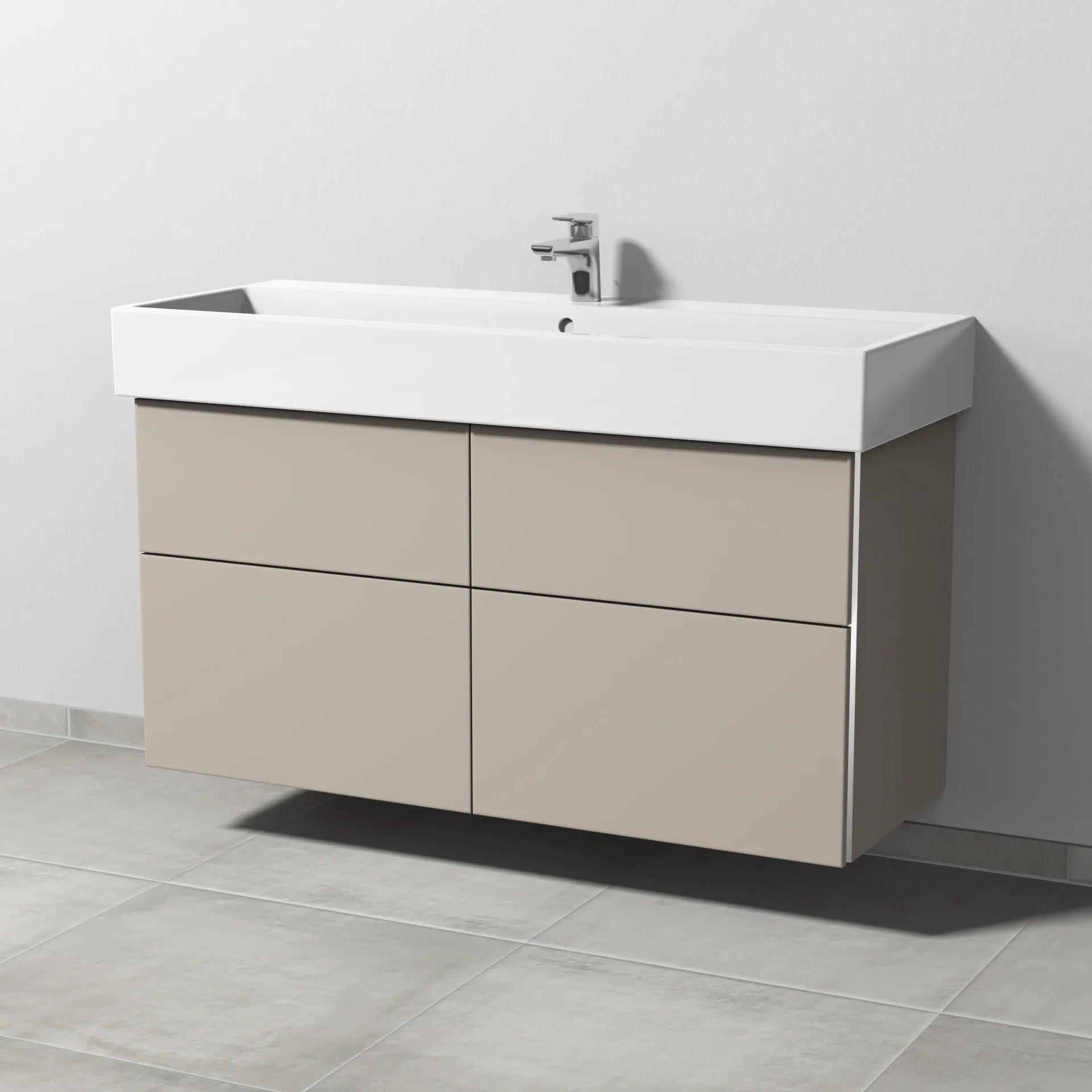 Sanipa Waschtischunterschrank „3way“ passend zu Keramik-Waschtische Vero Air von Duravit 1150 × 591 × 447 mm in Kaschmir (matt)