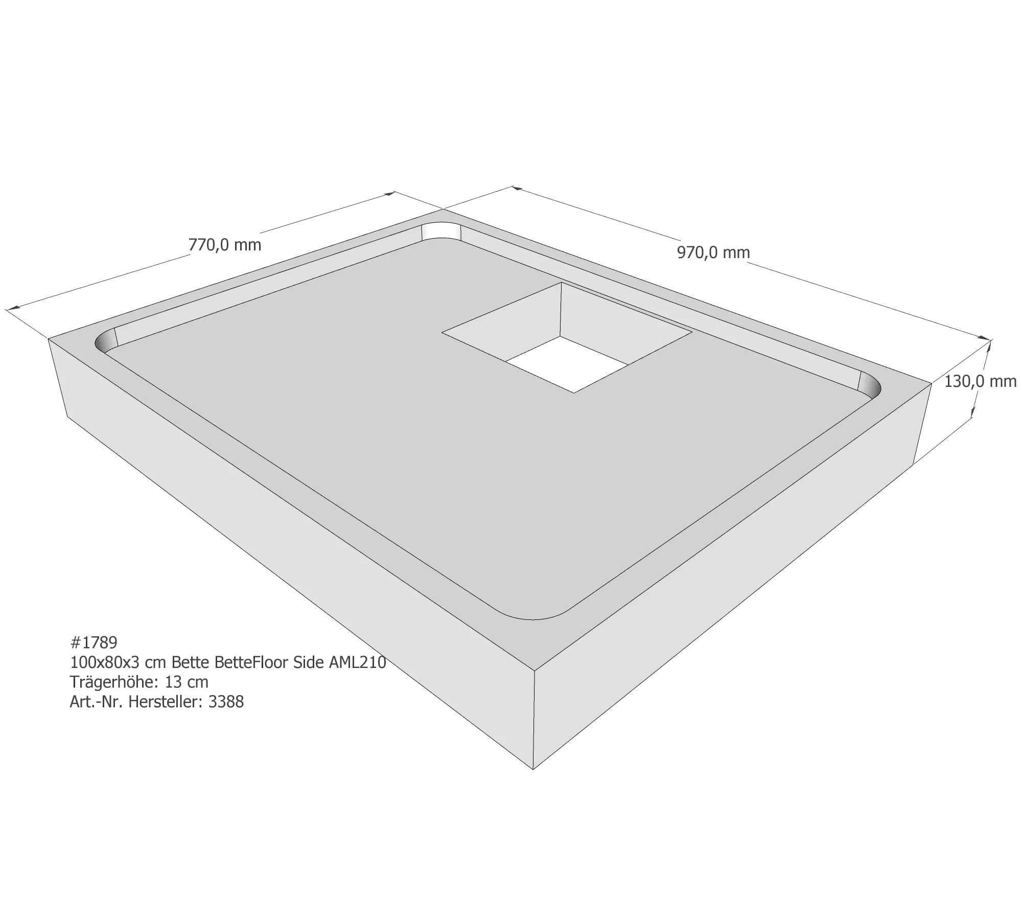 Duschwannenträger für Bette Floor Side 100 × 80 × 3 cm Duschwannenträger für Bette Floor Side 100 × 80 × 3 cm
