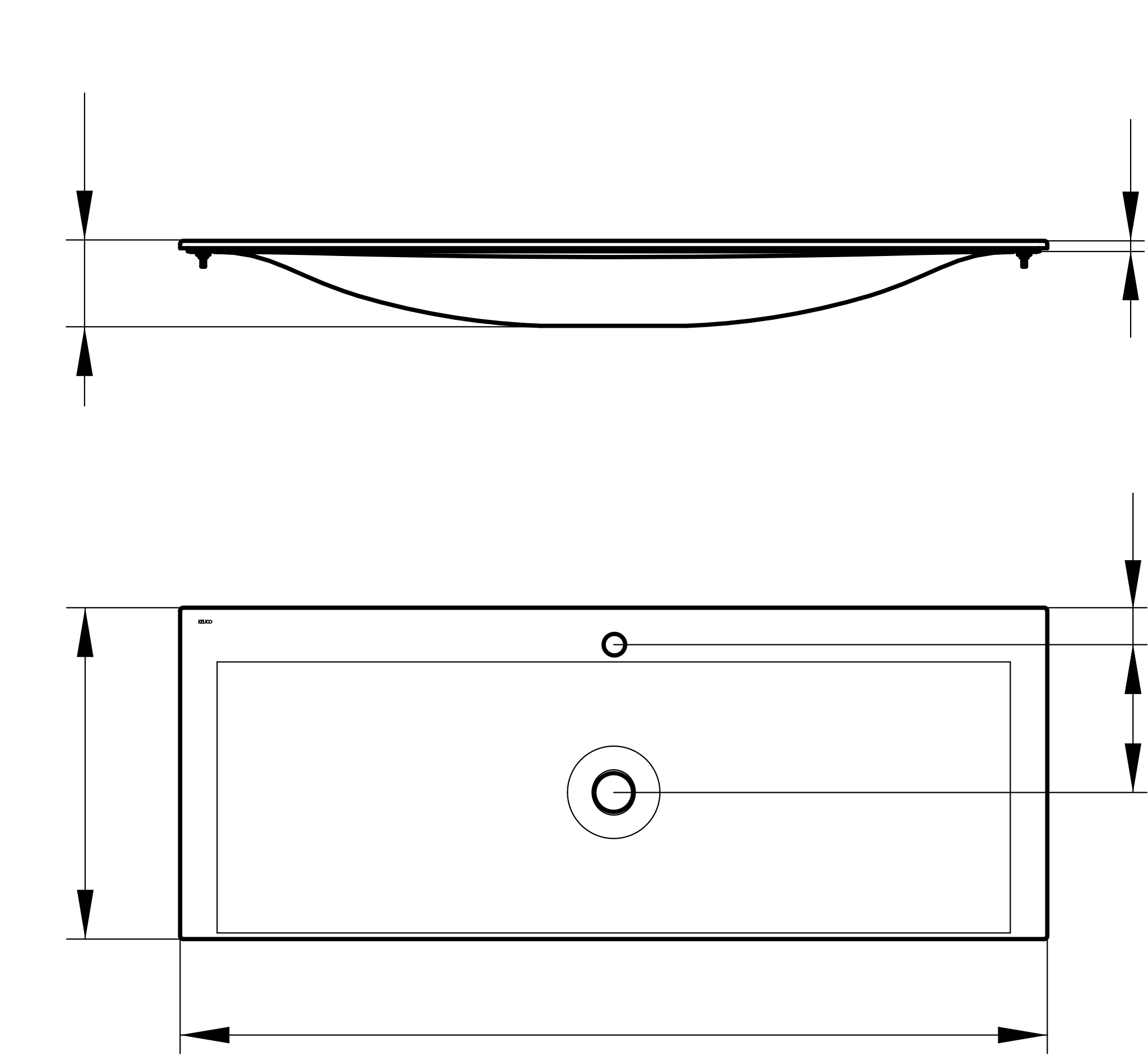 KEUCO Einbauwaschtisch „Edition 11“, mit Hahnlochbohrung in Weiß, 1407 × 538 × 17 mm KEUCO Einbauwaschtisch „Edition 11“, mit Hahnlochbohrung in Weiß, 1407 × 538 × 17 mm