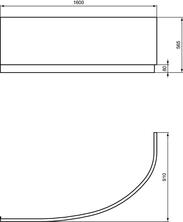 Acryl-Schürze Hotline Neu, 1600mm, asymmetrisch links, Weiß Acryl-Schürze Hotline Neu, 1600mm, asymmetrisch links, Weiß