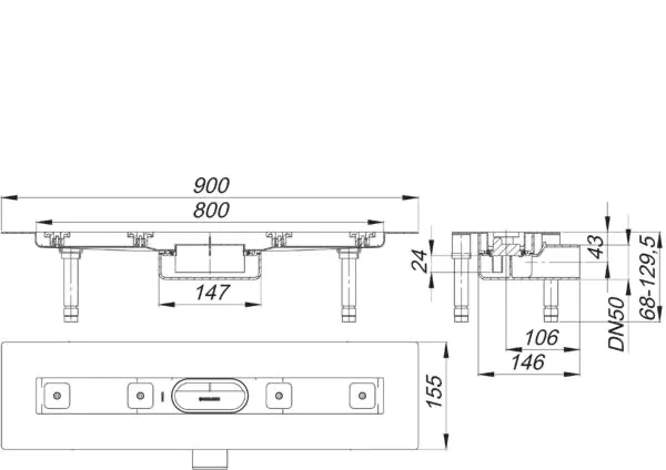 Duschrinne CeraLine Nano F 800 mm, DN 50 Duschrinne CeraLine Nano F 800 mm, DN 50