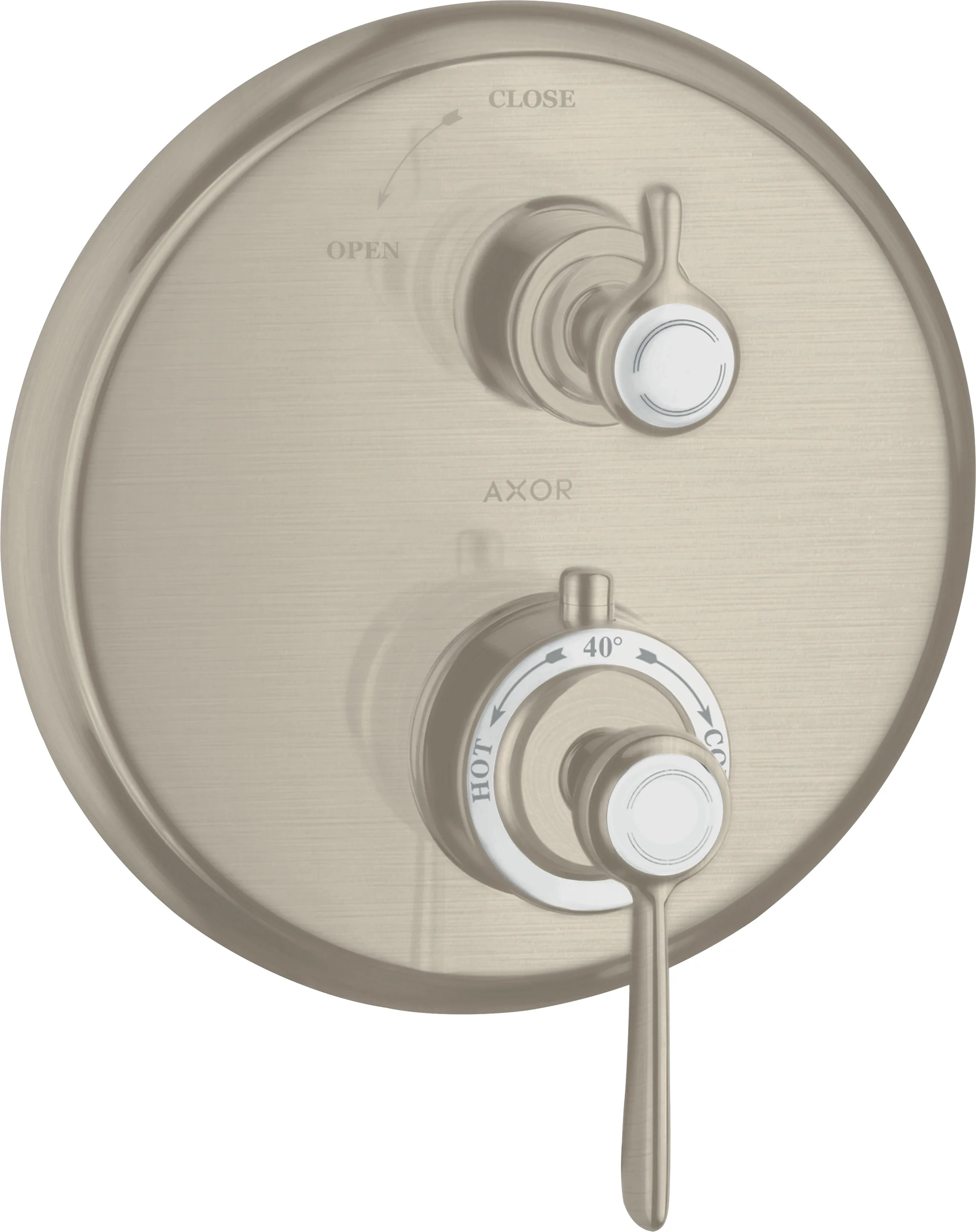 Hansgrohe AXOR Montreux Thermostat Unterputz mit Hebelgriff Brushed Nickel, Keramikventil 90°, max. Durchfluss 25 l/min, einstellbare Temperaturbegrenzung