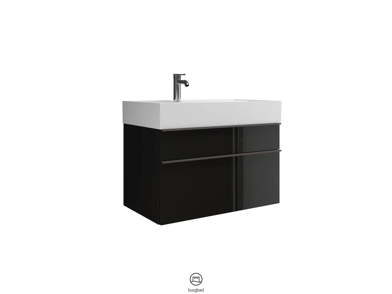 Mi-Waschtisch inkl. WTU Yumo von burgbad – Mineralguss, 470x815x610 mm, 1 Schublade, 1 Auszug, cleanFlow Mi-Waschtisch inkl. WTU Yumo von burgbad – Mineralguss, 470x815x610 mm, 1 Schublade, 1 Auszug, cleanFlow