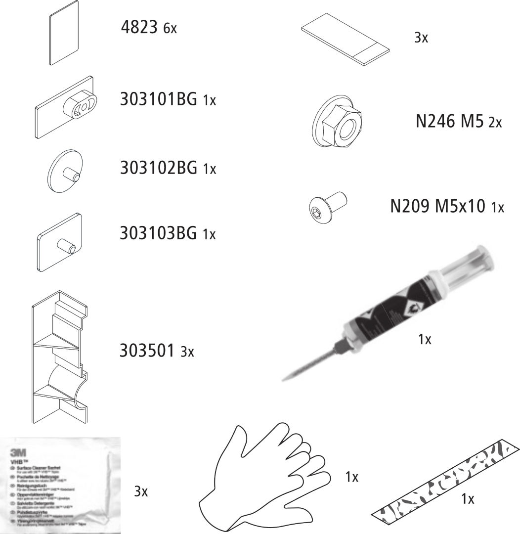 Klebeset Walk-IN XB KSKGF Klebeset GLUE