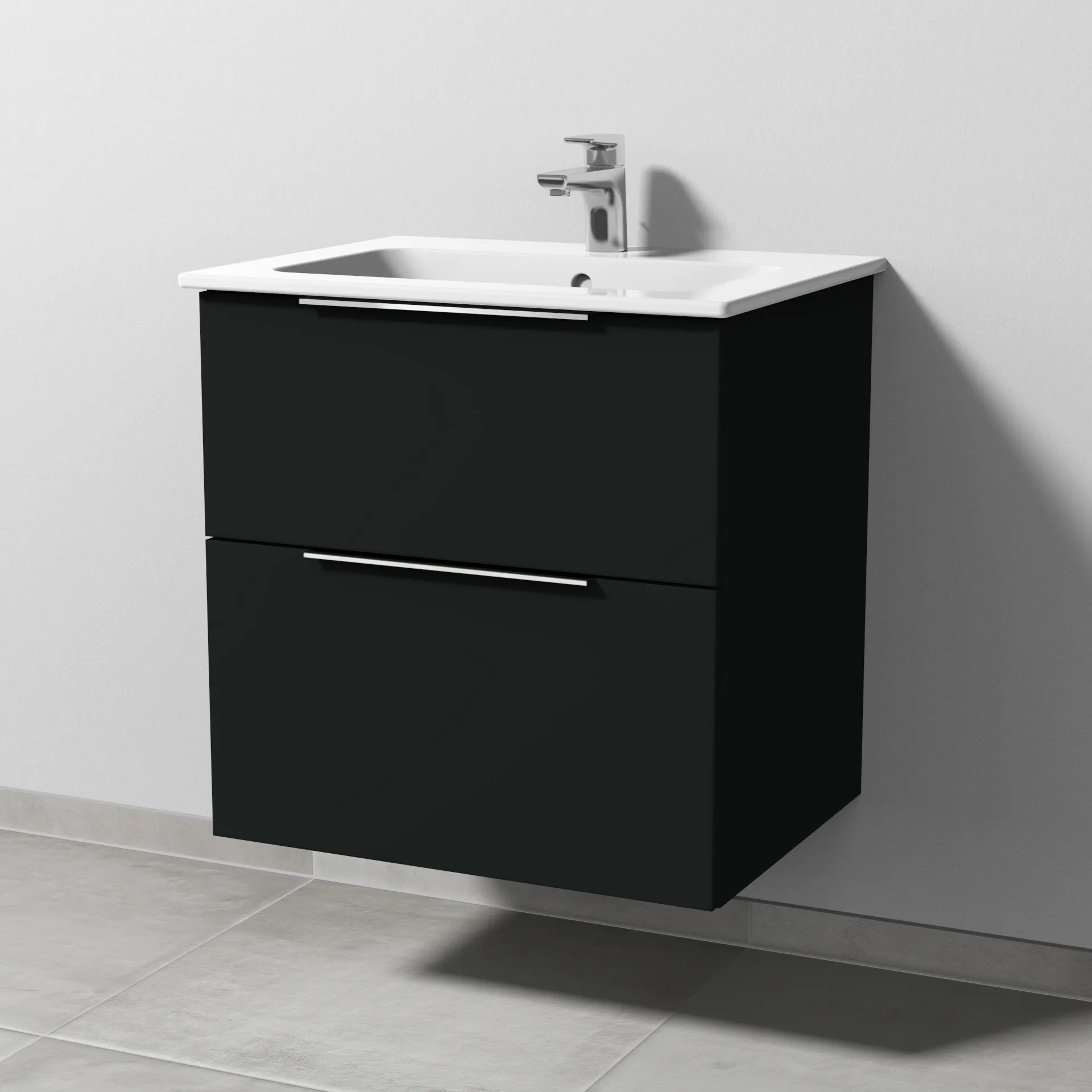 Sanipa Waschtischunterschrank „3way“ passend zu Keramik-Waschtische ME by Starck von Duravit 600 × 613 × 467 mm in Vulkan (matt)