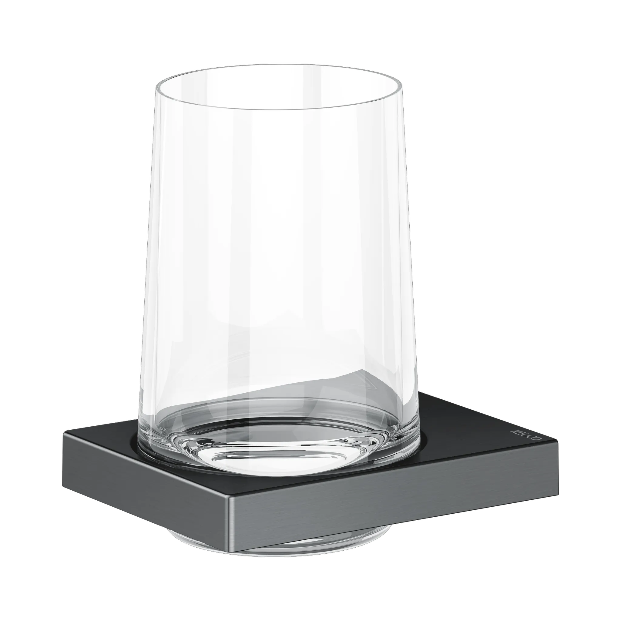 KEUCO EDITION 11 Glashalter mit Echtkristall-Glas Schwarzchrom gebürstet