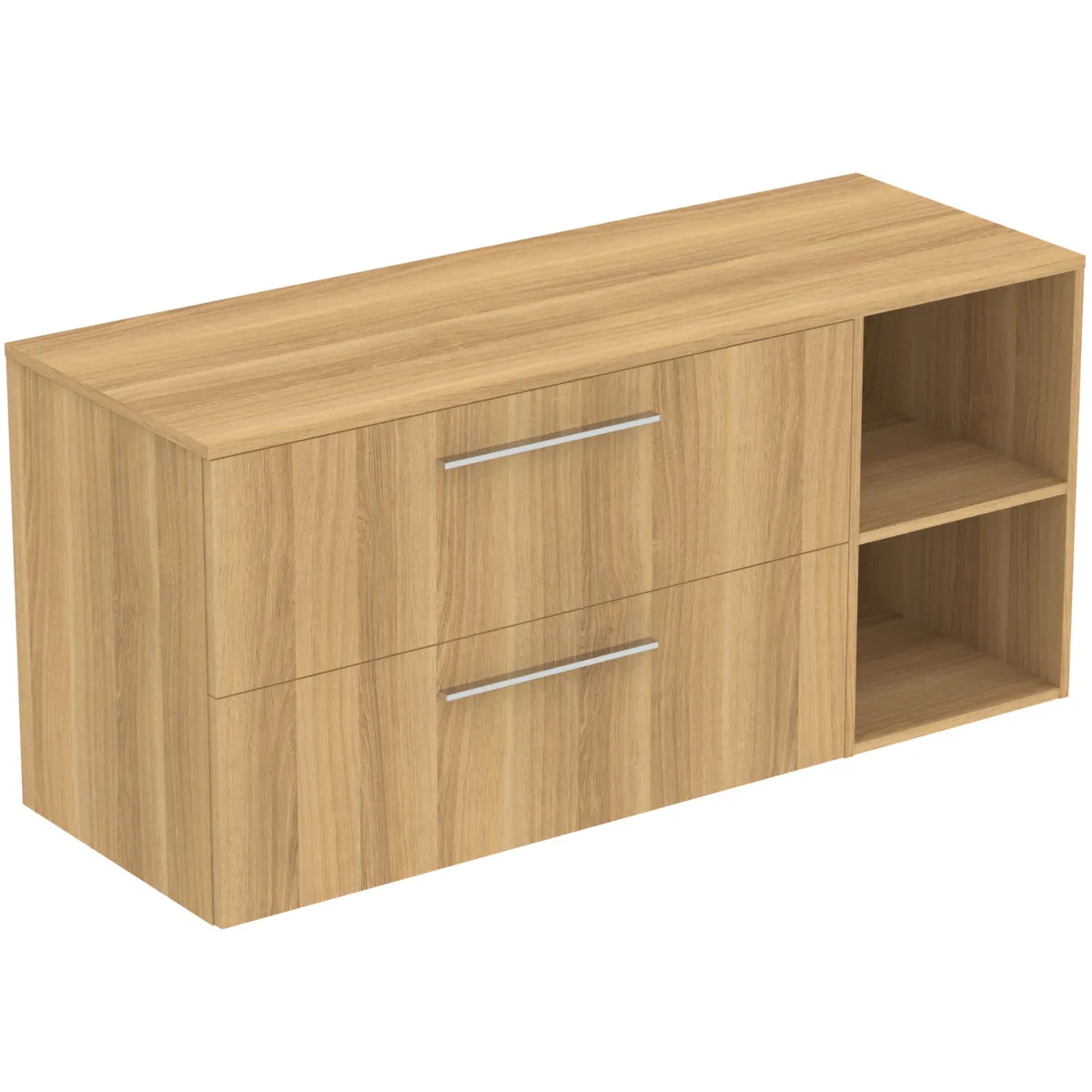 Möbel-Set 140cm i.life B 2 Auszüge 2 offene Fächer Griff Chrom Weiß matt Möbel-Set 140cm i.life B 2 Auszüge 2 offene Fächer Griff Chrom Weiß matt