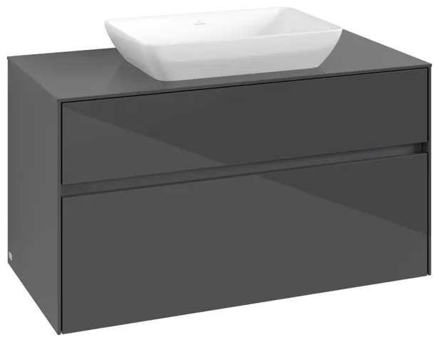 Villeroy & Boch Waschtischunterschrank „Collaro“ 1000 × 548 × 500 mm Glossy Grey, ohne Beleuchtung, für Becken mittig