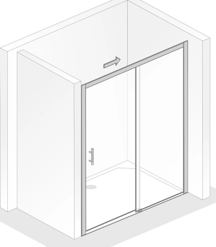 HSK gerahmte Schiebetür 2-teilig bodenfrei „Favorit“ für Nische Glas Klar hell, Profile Alu Silber-matt, H: 2000 mm HSK gerahmte Schiebetür 2-teilig bodenfrei „Favorit“ für Nische Glas Klar hell, Profile Alu Silber-matt, H: 2000 mm