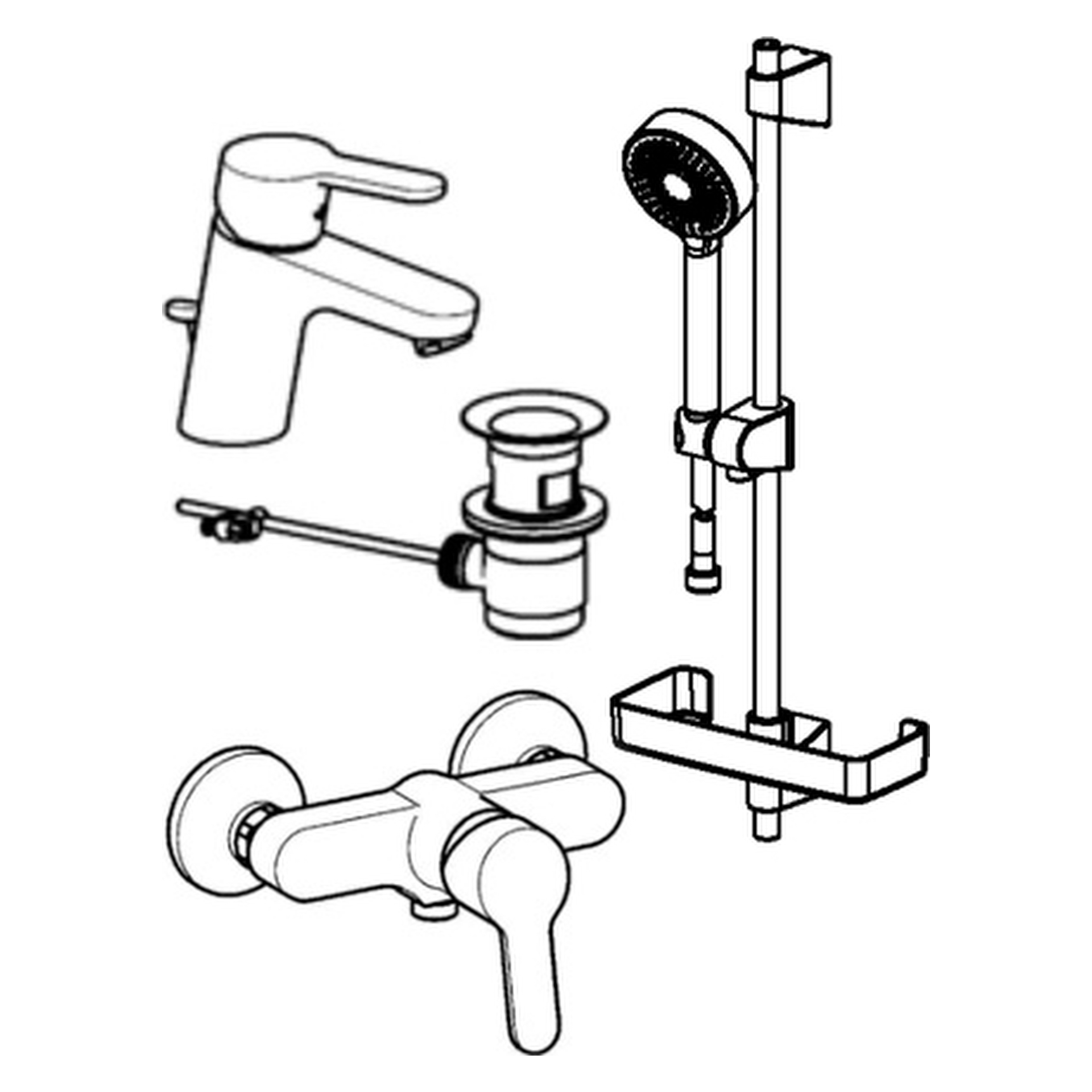 HA Badezimmer Armaturen Paket HANSAPRIMO 4901 DN15 Chrom