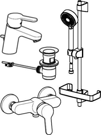 HansaPRIMO Wasserhahn-Set Badezimmer Armaturen Paket HansaPRIMO 4901 DN15 Chrom