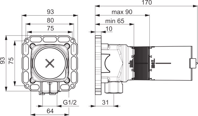 HA UP-Einbaukörper für Brausestangenset HANSAMATRIX 4404 0100 DN15