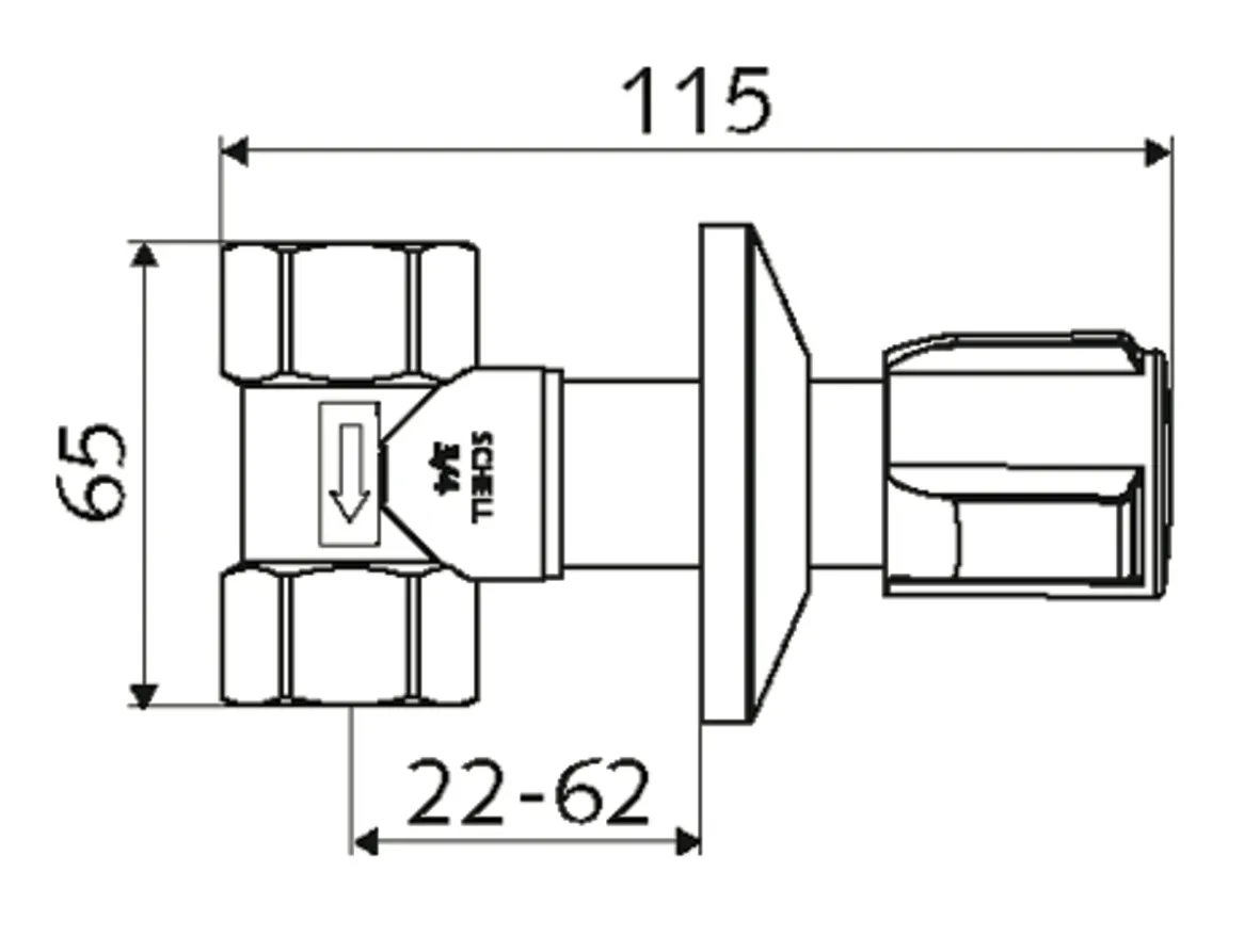 Unterputzventil DN 20, Max. Betriebsdruck: 10 bar, DN 20 G 3/4 IG, DN 20 G 3/4 IG, chrom