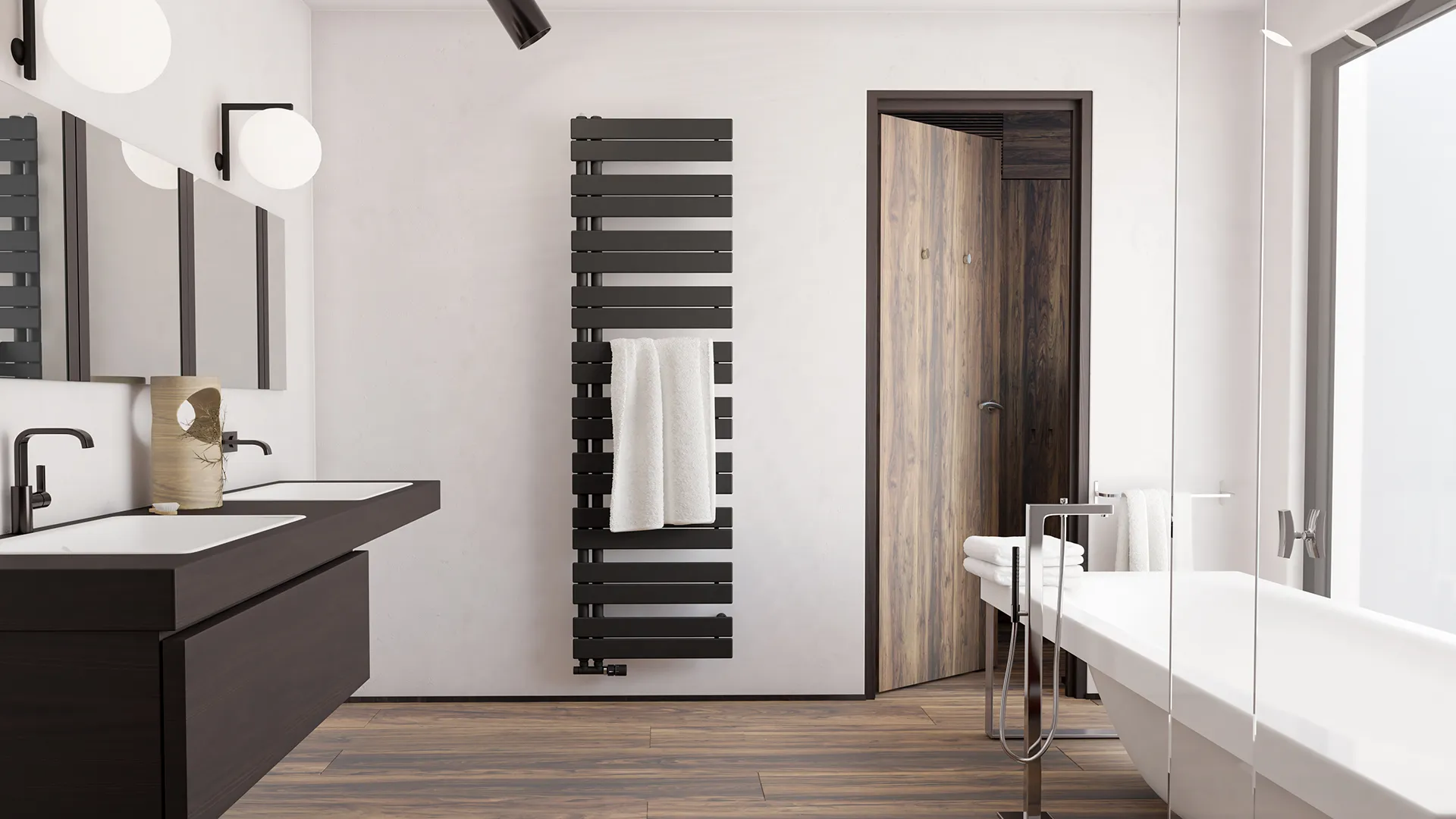 Zehnder Design-Heizkörper „Roda Duo“ 55 × 148,6 cm in Traffic Black (RAL 9017) Zehnder Design-Heizkörper „Roda Duo“ 55 × 148,6 cm in Traffic Black (RAL 9017)