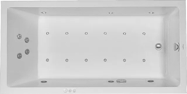 Duravit Whirlwanne „Starck“ rechteck 1800 × 900 mm, Fußablauf mit Combi-System P, in Weiß Duravit Whirlwanne „Starck“ rechteck 1800 × 900 mm, Fußablauf mit Combi-System P, in Weiß