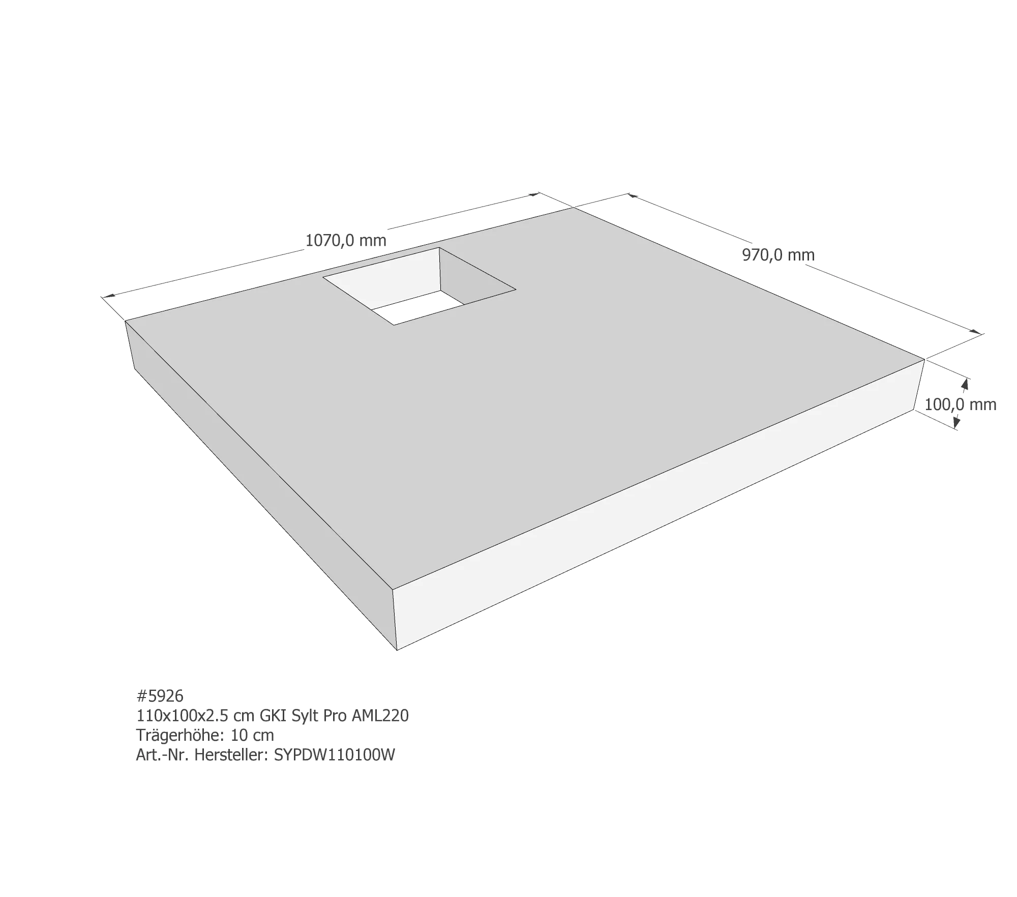 Duschwannenträger passend für GKI Sylt Pro 110 × 100 × 2,5 cm Duschwannenträger passend für GKI Sylt Pro 110 × 100 × 2,5 cm