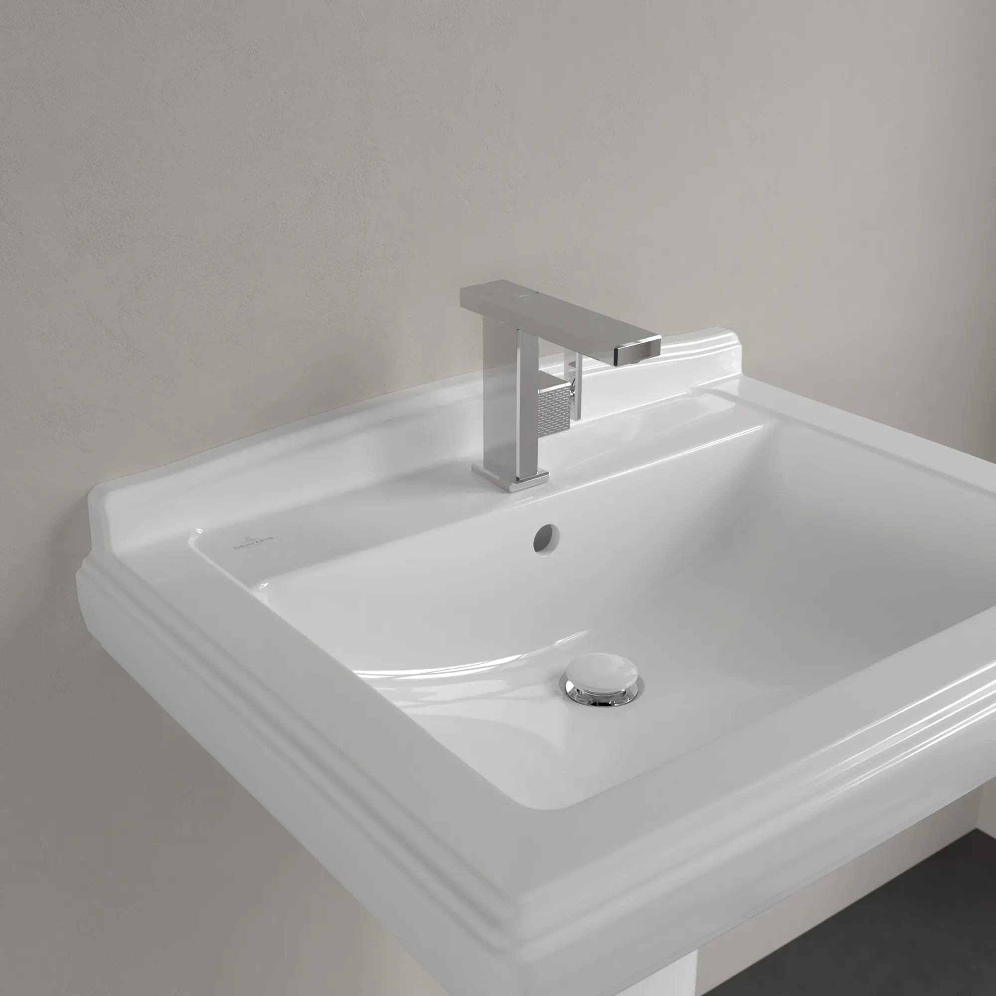 Villeroy & Boch Wandwaschtisch „Hommage“ 750 × 580 × 270 mm in Weiß Alpin, mit CeramicPlus Villeroy & Boch Wandwaschtisch „Hommage“ 750 × 580 × 270 mm in Weiß Alpin, mit CeramicPlus