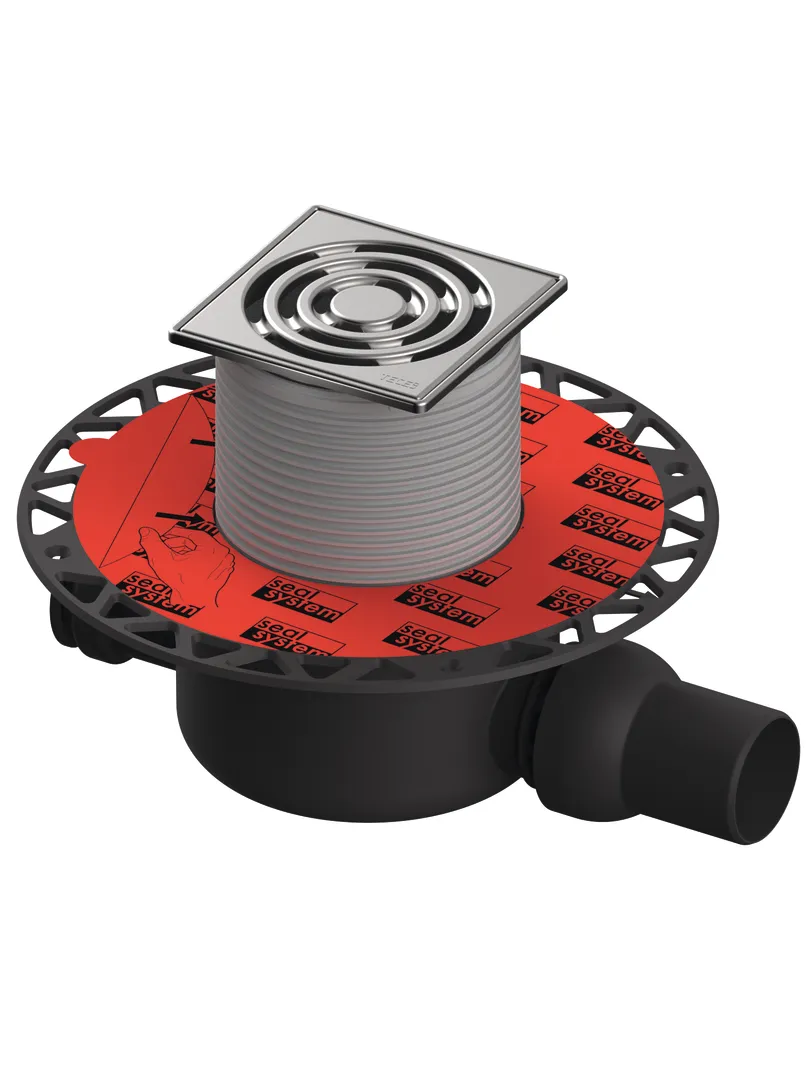 drainpoint S 122 Ablaufset Norm mit Seal System Universalflansch und Edelstahlrostrahmen