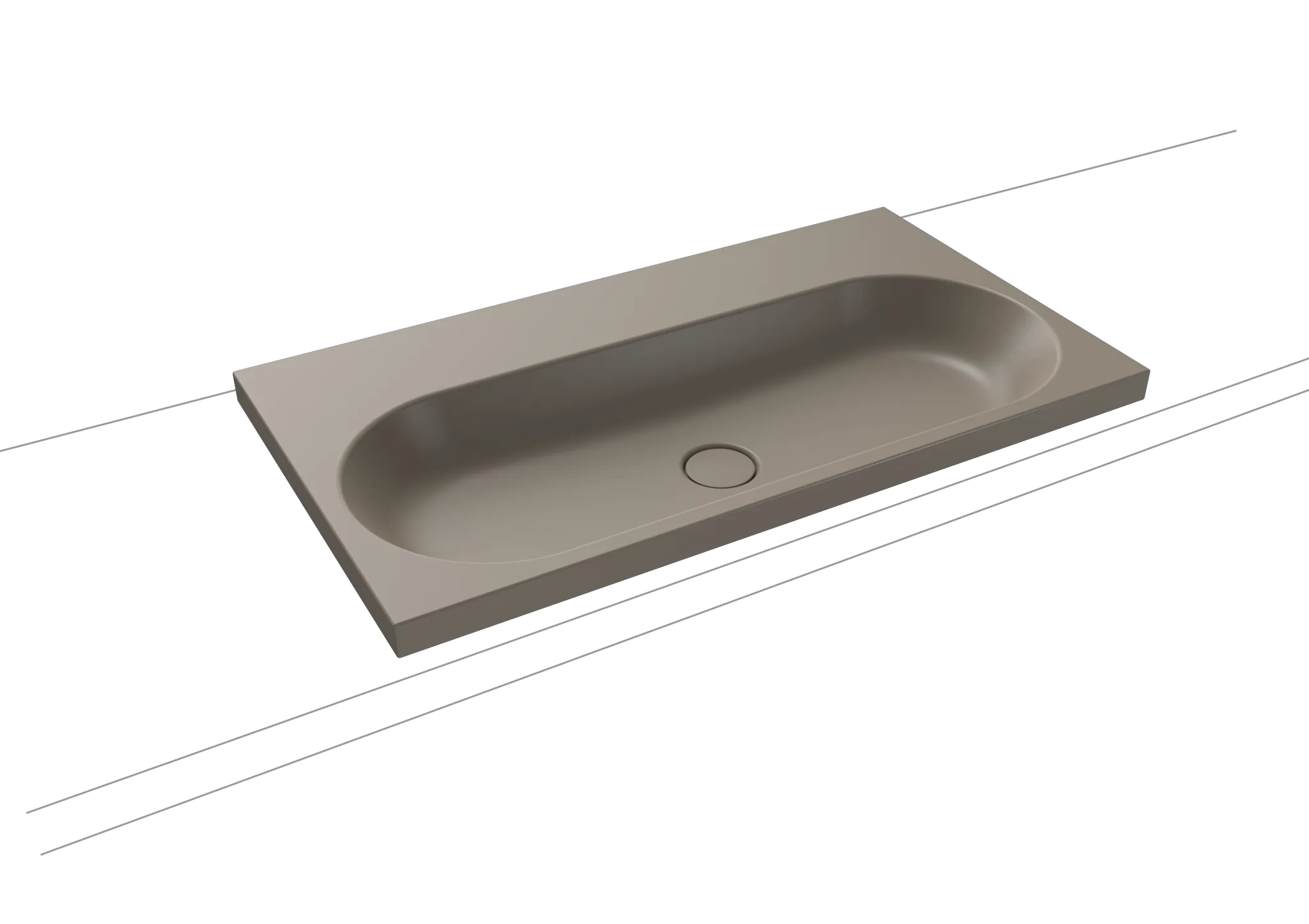 Aufsatzwaschtisch „Centro“ 90 × 50 cm, ohne Hahnlochbohrung in warm grey 60, mit Perl-Effekt