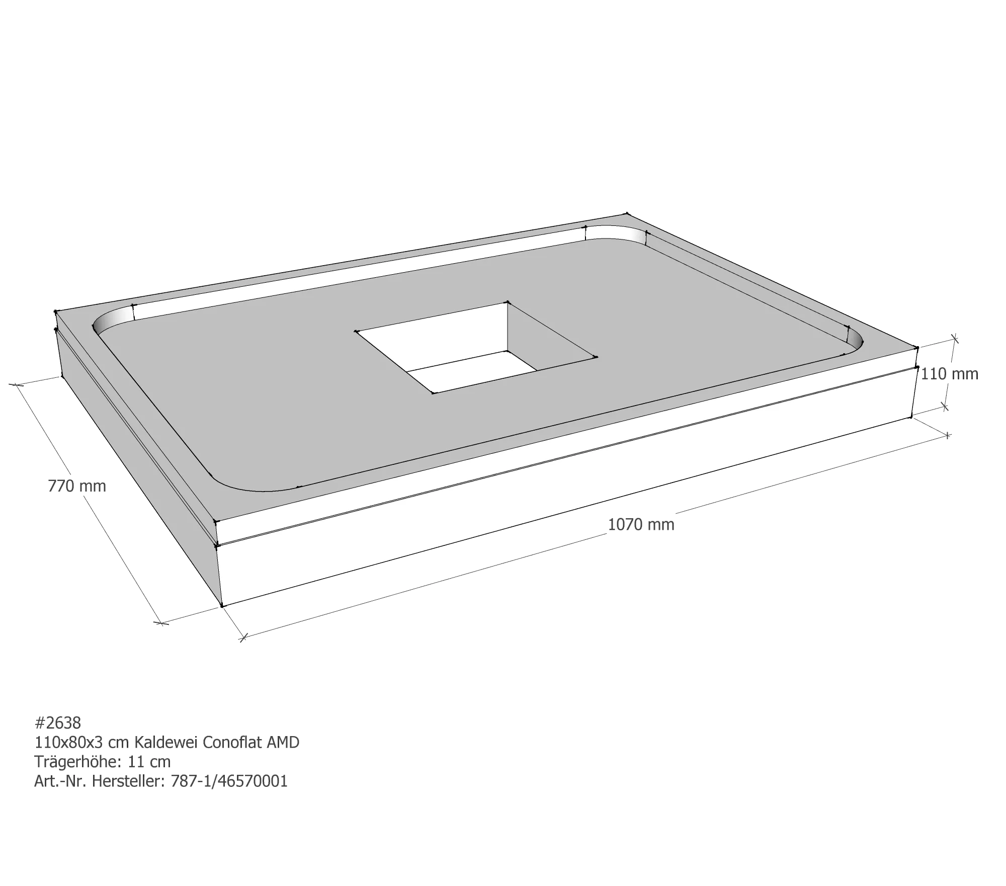 Duschwannenträger für Kaldewei Conoflat 110 × 80 × 2,3 cm Breite: 80 cm / Länge: 110 cm Duschwannenträger für Kaldewei Conoflat 110 × 80 × 2,3 cm Breite: 80 cm / Länge: 110 cm