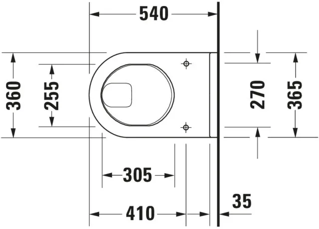 Wand-Flachspül-WC „Starck 3“ 36,5 × 35,5 × 54 cm, Befestigung sichtbar, mit Spülrand