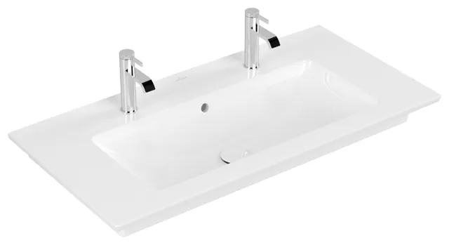 Villeroy & Boch Wandwaschtisch „Venticello“ 1000 × 500 × 170 mm, für Becken mittig, Hahnlochposition links und rechts, mit Hahnlochbohrung in Weiß Alpin