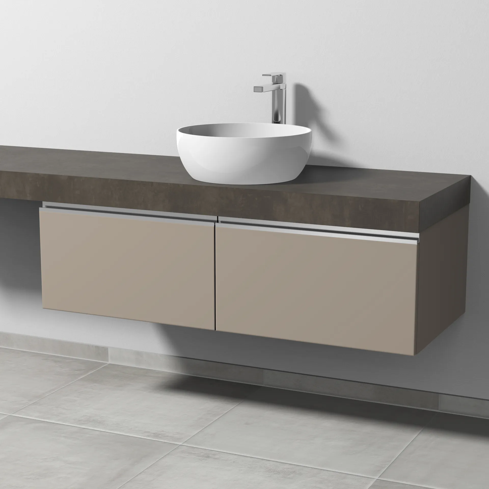 Sanipa Waschtischunterschrank „2morrow“ 1200 × 340 × 520 mm in Sandgrau (matt)