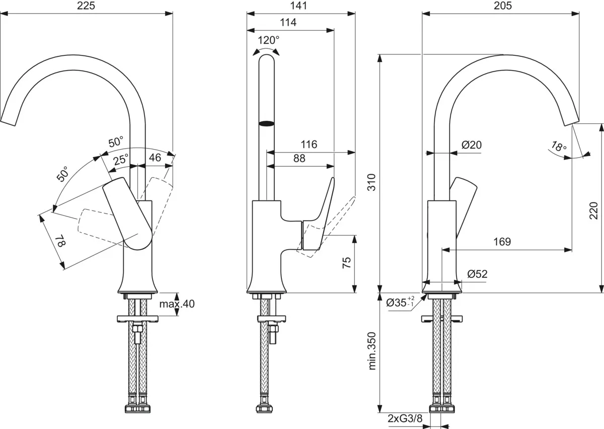 Einhand-Waschtischarmatur „LaDolceVita“ Ausladung 169 mm in Chrom