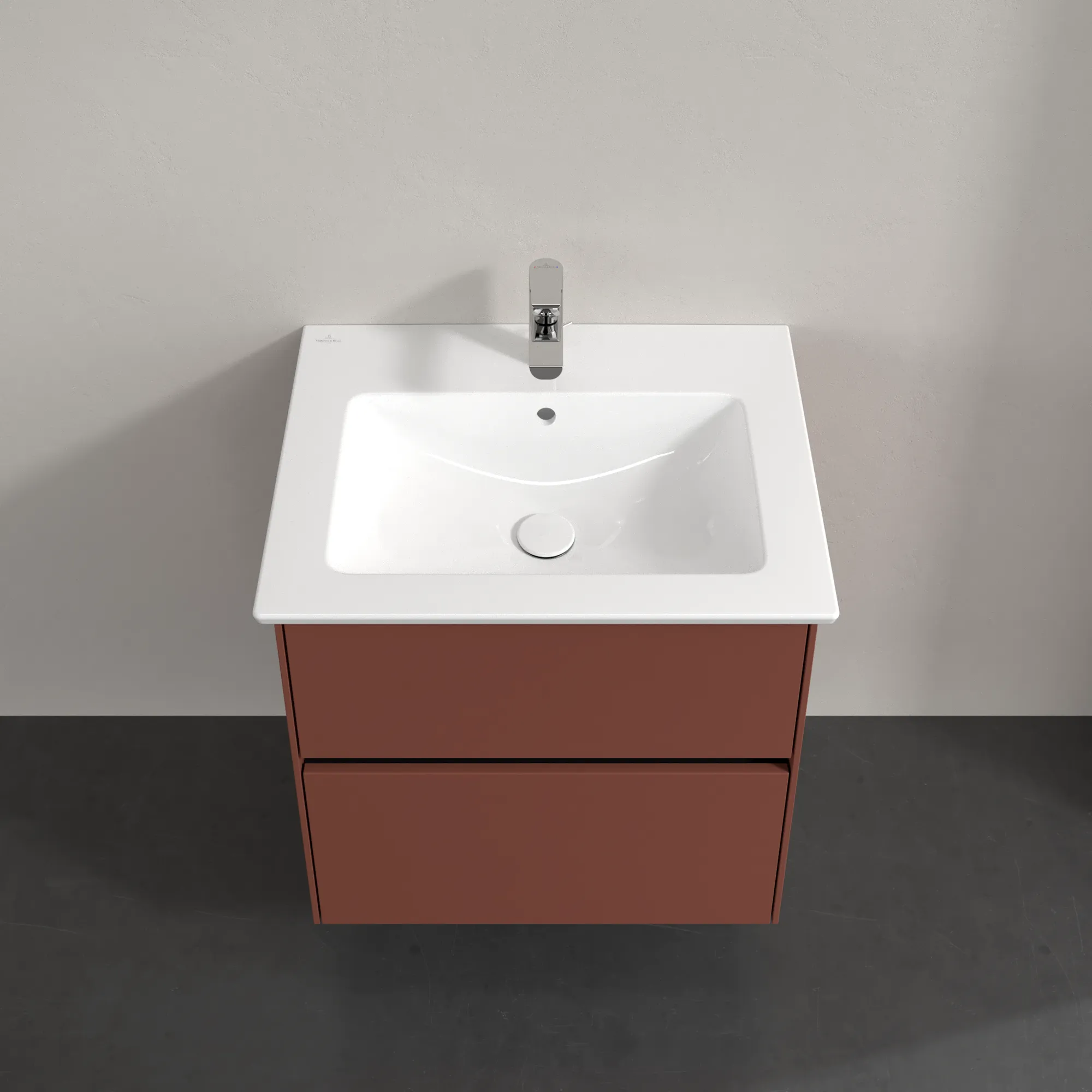 Villeroy & Boch Waschtischunterschrank „Collaro“ 611 × 610 × 480 mm Wine Red, mit Beleuchtung, für Becken mittig Villeroy & Boch Waschtischunterschrank „Collaro“ 611 × 610 × 480 mm Wine Red, mit Beleuchtung, für Becken mittig