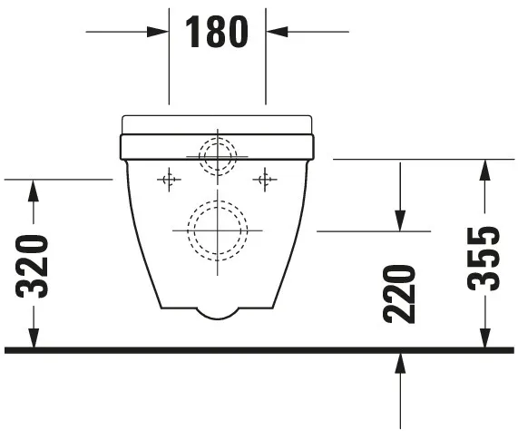 Wand-Tiefspül-WC „Starck 3“ 36,5 × 35,5 × 54 cm, Befestigung sichtbar, mit Spülrand