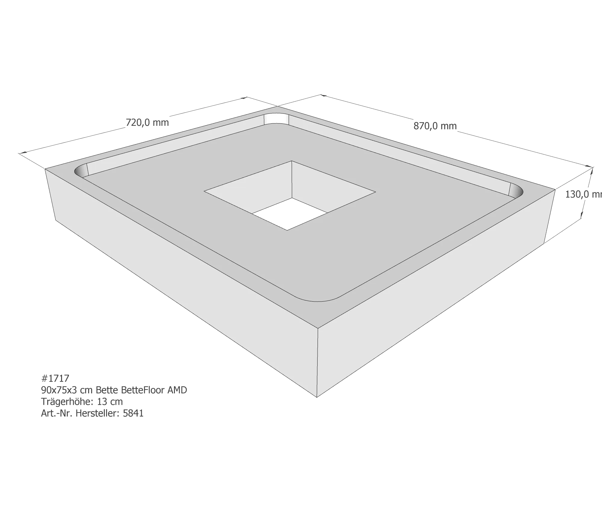 Duschwannenträger für Bette Floor 90 × 75 × 3 cm