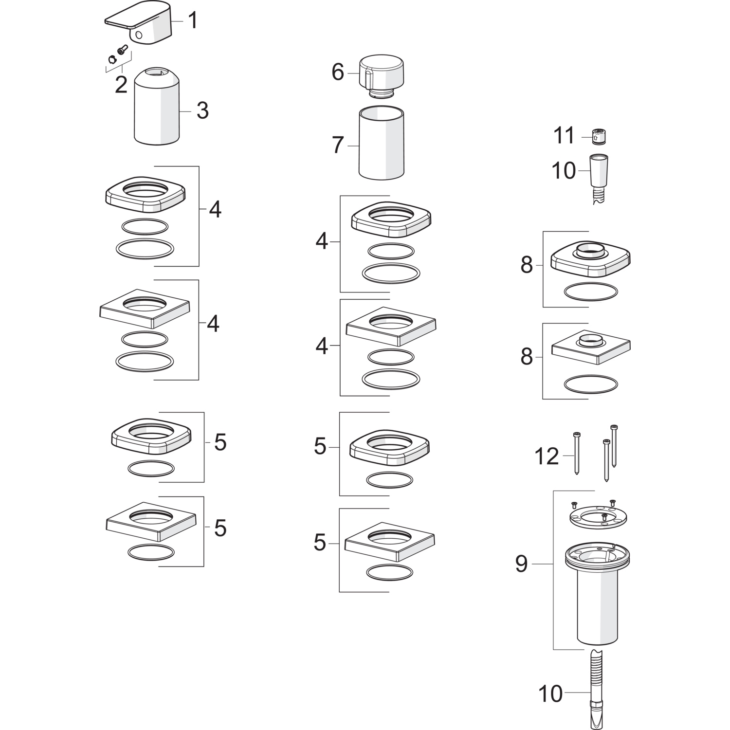 HA Einhebelmischer Fertigmontageset für Wanne/Brause HANSASTELA 5731 Rosette eckig Chrom