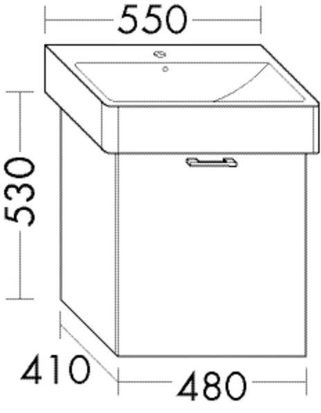 Waschtischunterschrank Sys30 von burgbad - 1 Auszug, 480 mm breit, 410 mm tief, 530 mm hoch