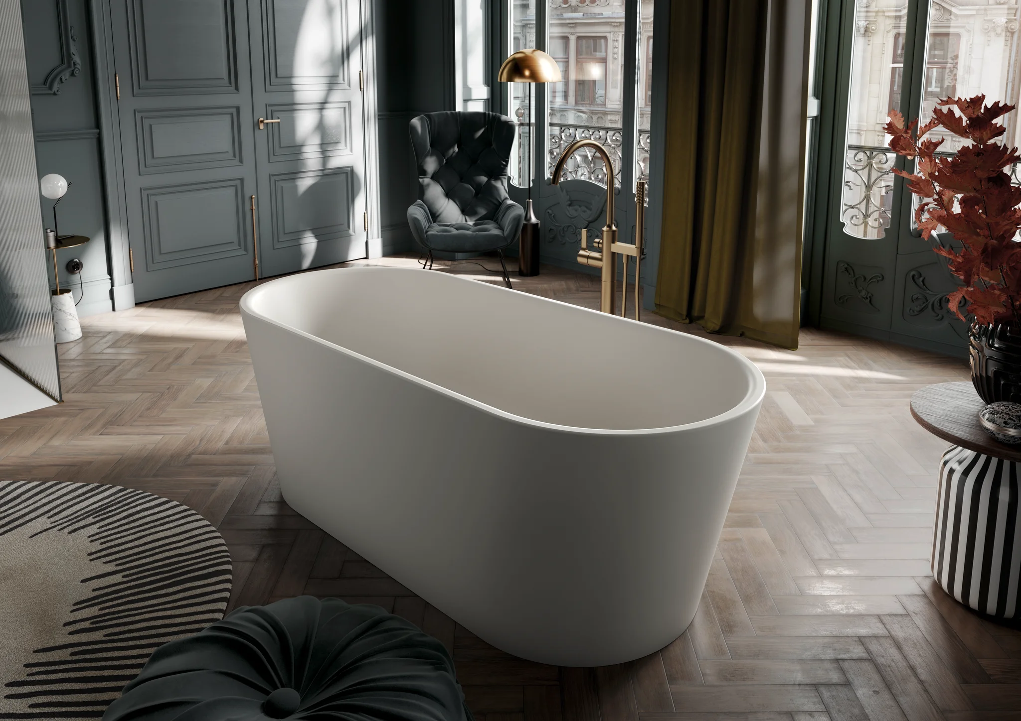 Kaldewei MEISTERSTÜCK CLASSIC DUO OVAL Badewanne, 1750x760 mm, warm grey 10, freistehend mit mittigem Ab- und Überlaufdeckel Kaldewei MEISTERSTÜCK CLASSIC DUO OVAL Badewanne, 1750x760 mm, warm grey 10, freistehend mit mittigem Ab- und Überlaufdeckel
