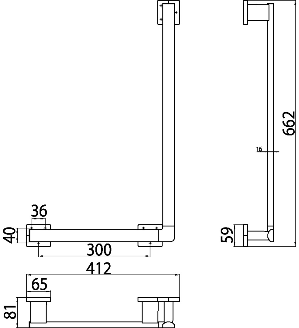 loft Winkelgriff, links, 90 Grad, mit Befestigungsmaterial, chrom