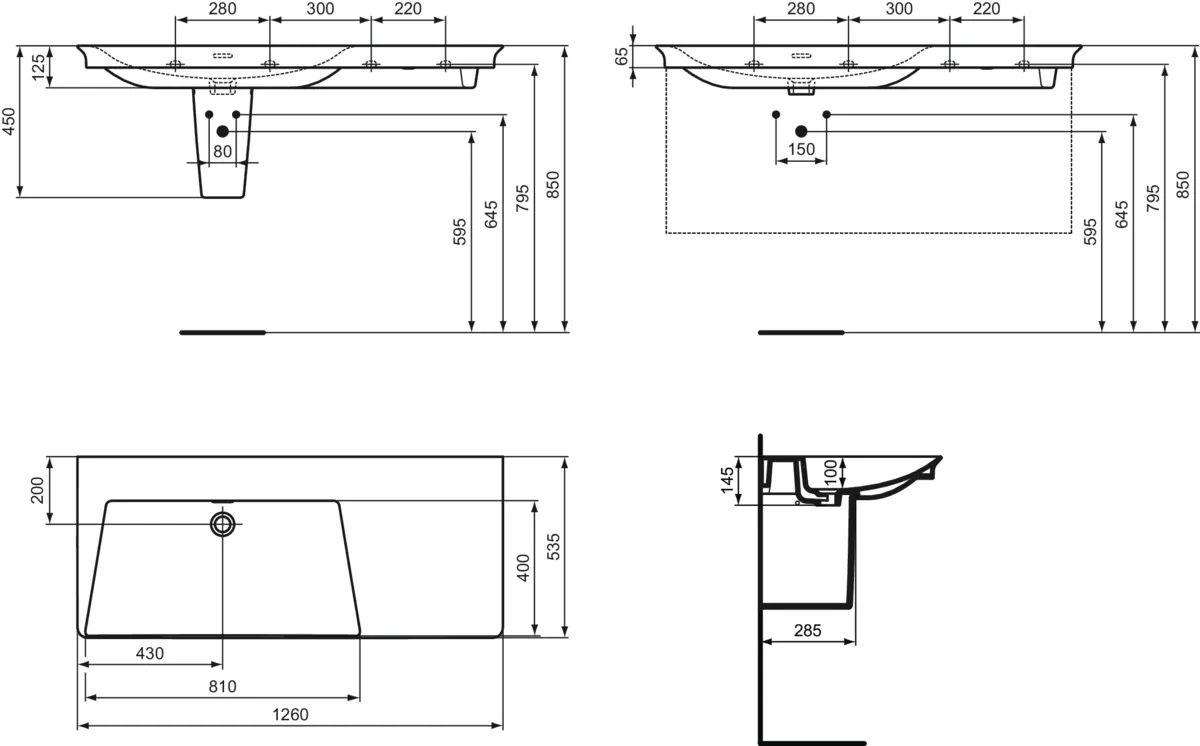 Waschbecken „LaDolceVita“ 126 × 53,5 × 14,5 cm Waschbecken „LaDolceVita“ 126 × 53,5 × 14,5 cm